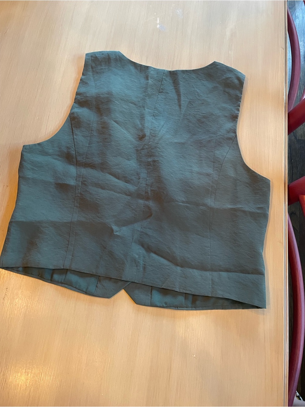 Madewell Forest Green V-Neck Vest Button Front Sleeveless Top - Picture 3 of 4